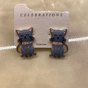 Grey Cat Earrings